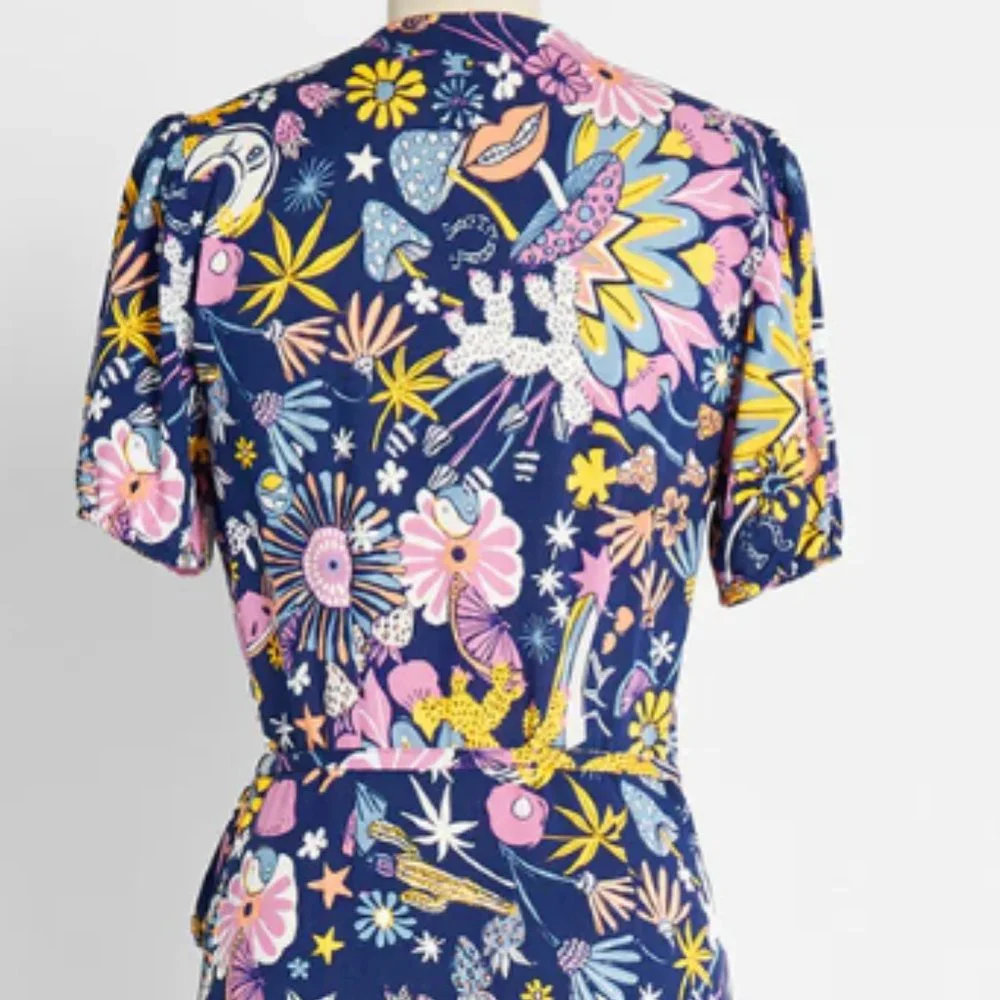 NWT Modcloth Kaleidoscopic Dreamscape Midi Wrap Dress (Size 2) - Picture 2 of 5